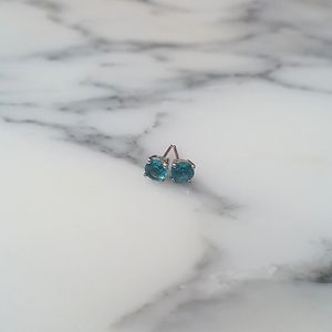 Light blue (aqua) Swarovski elements earrings white gold over sterling silver